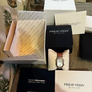 Phillip Stein Pink Sapphire Watch, excellent condition, with box, manuals.